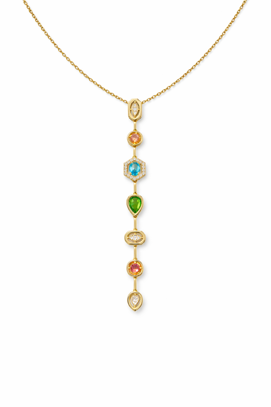 Multicolor Gemstone Drop Necklace