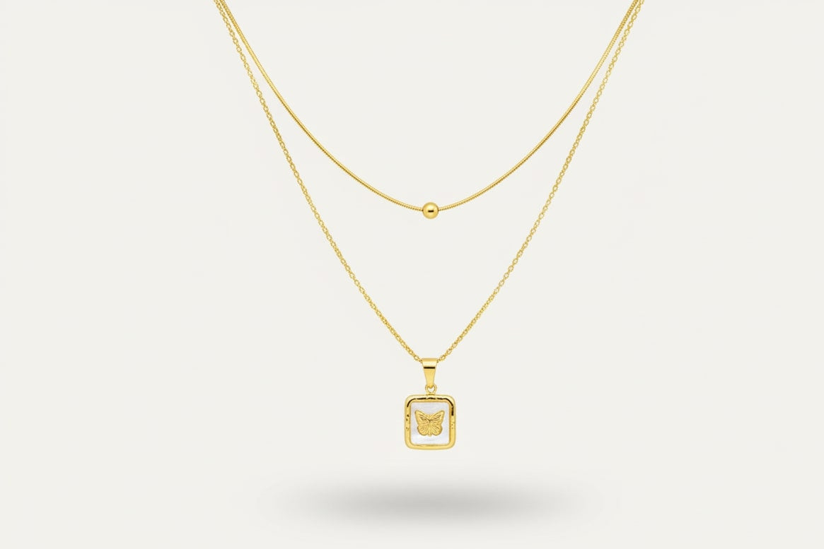 Butterfly Charm Layered Necklace