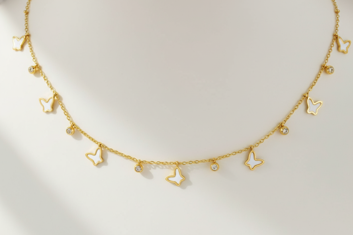 Butterfly Charm Choker Necklace