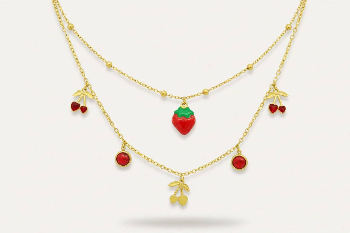 Fruit Charm Layered Necklace