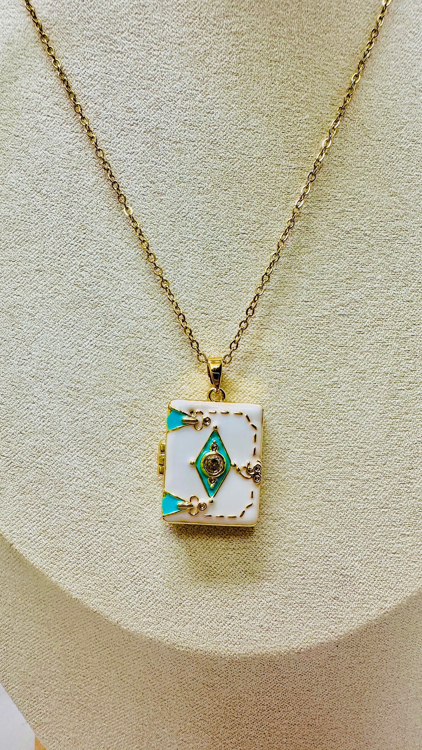 White Locket Necklace