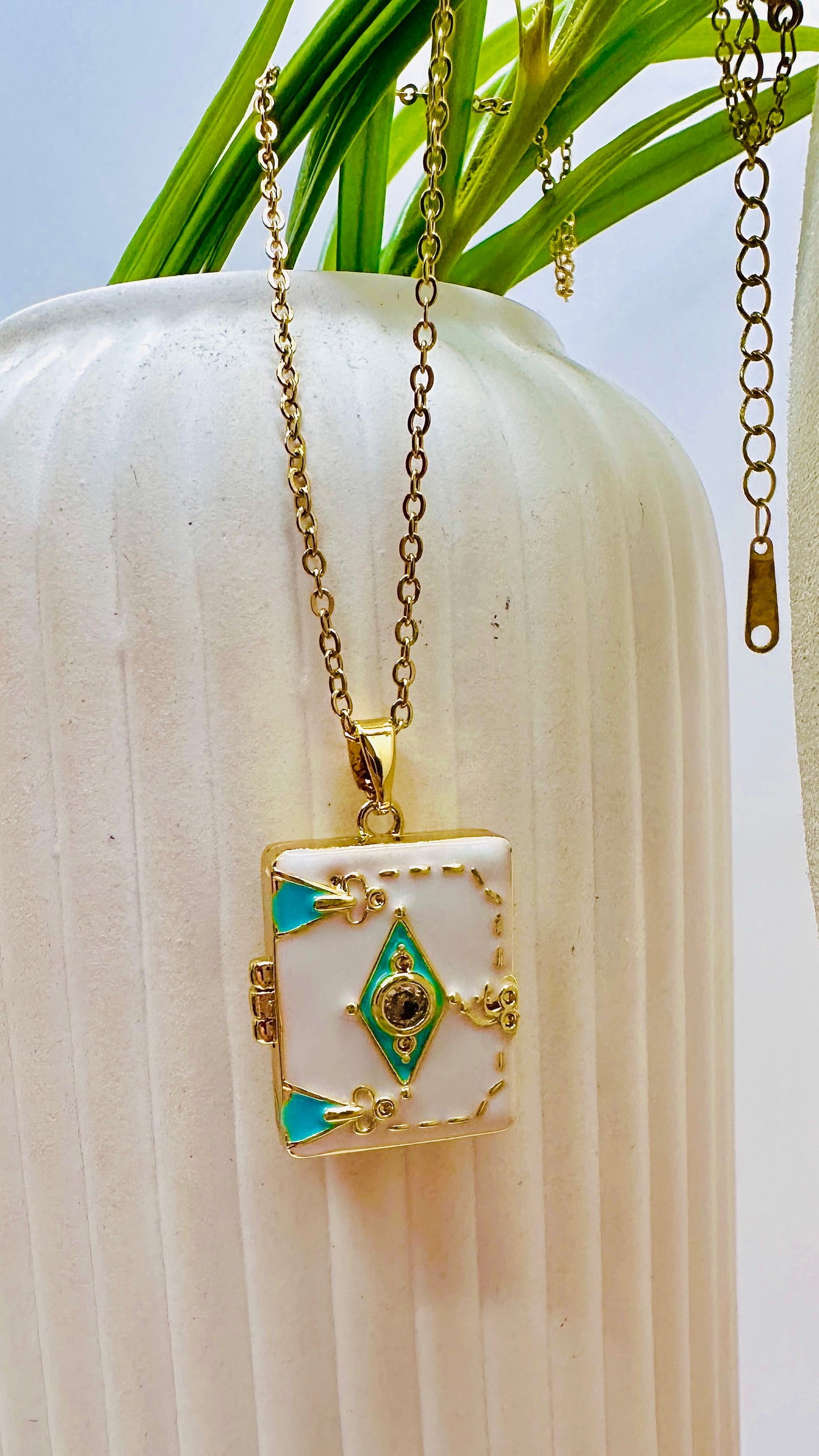 White Locket Necklace