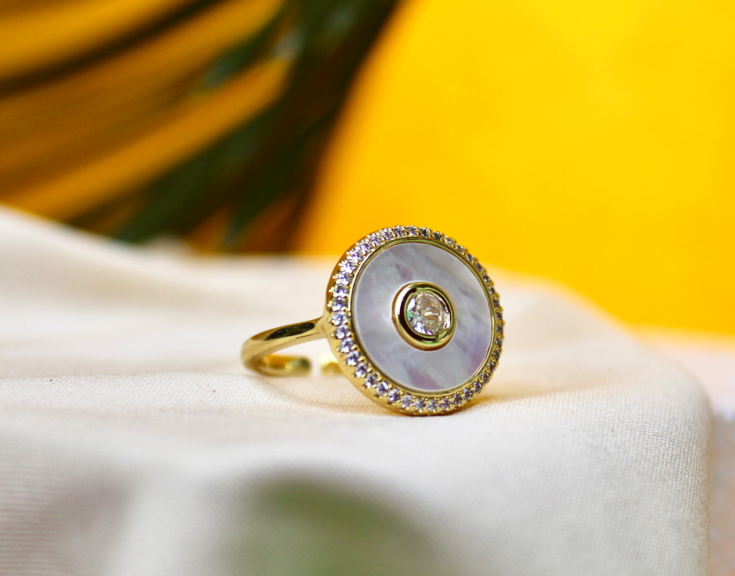 Mother of Pearl Halo Ring