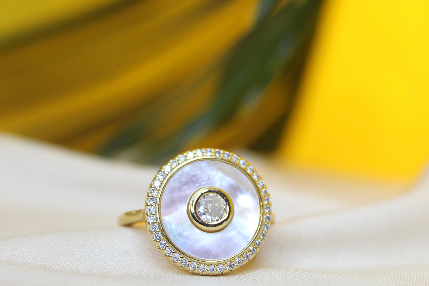 Mother of Pearl Halo Ring