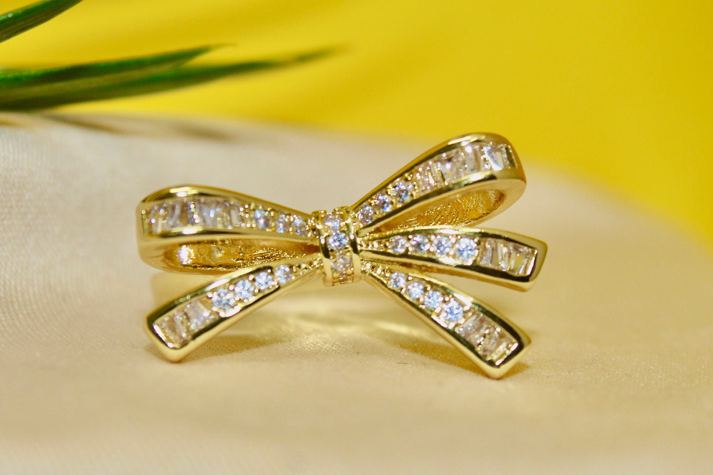 Bow Knot CZ Gold Ring