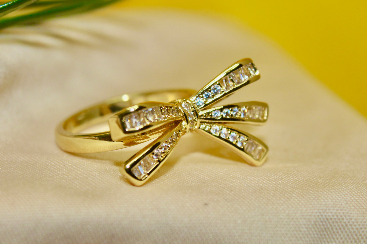 Bow Knot CZ Gold Ring