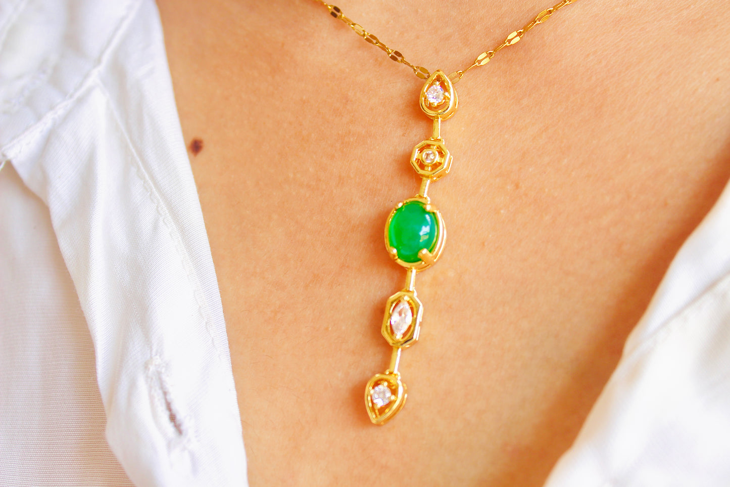 Aurora Green Gem Necklace
