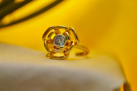 Golden Bloom Crystal Ring,