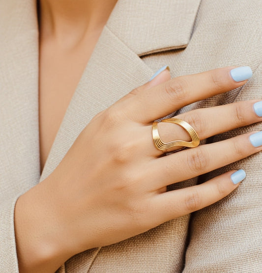Golden Wave Statement Ring