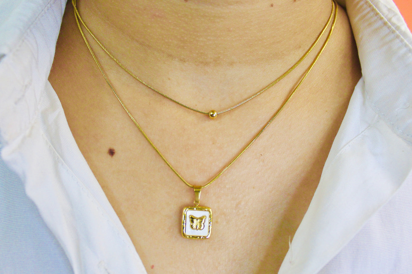 Butterfly Charm Layered Necklace