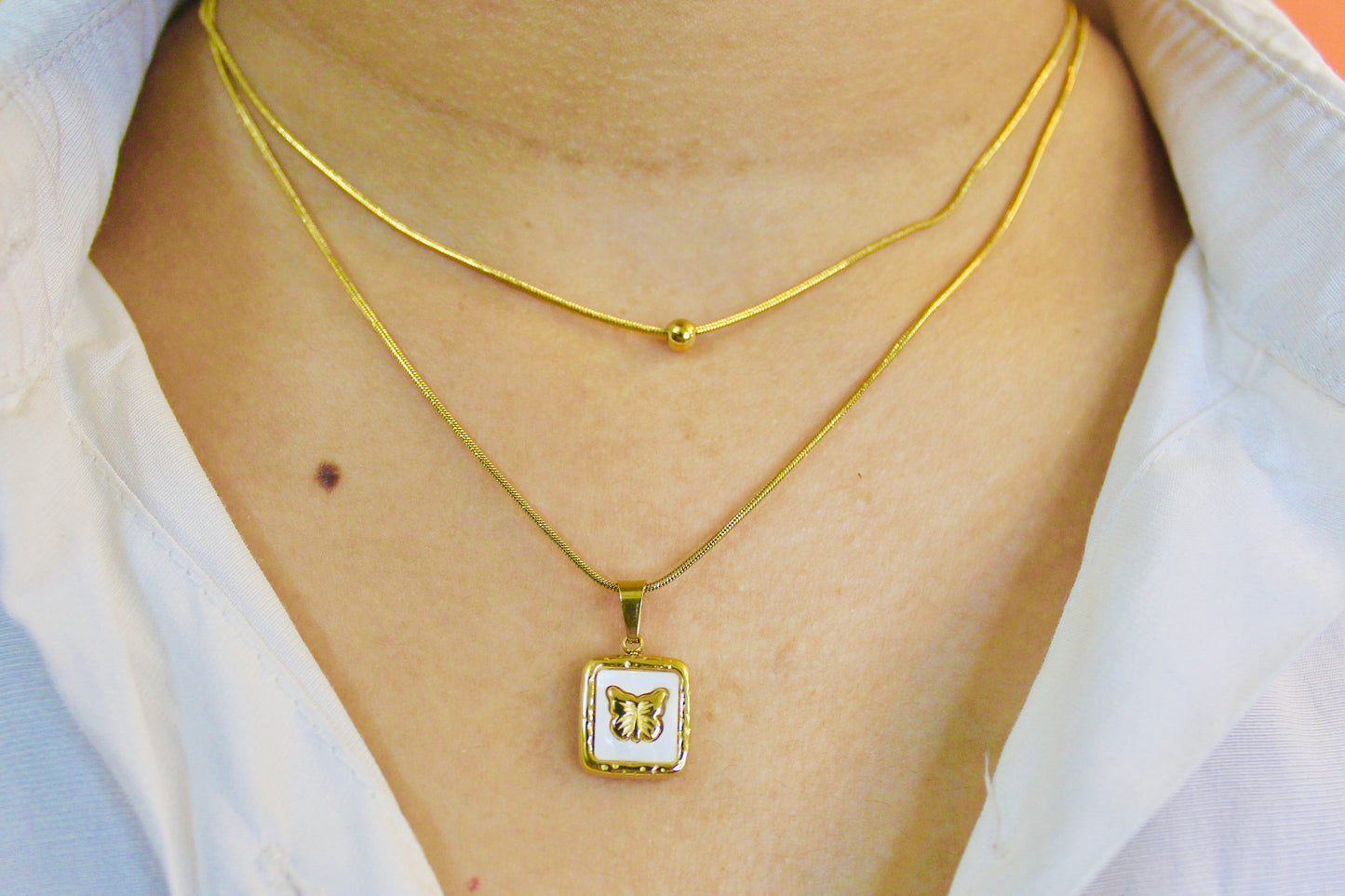 Butterfly Charm Layered Necklace