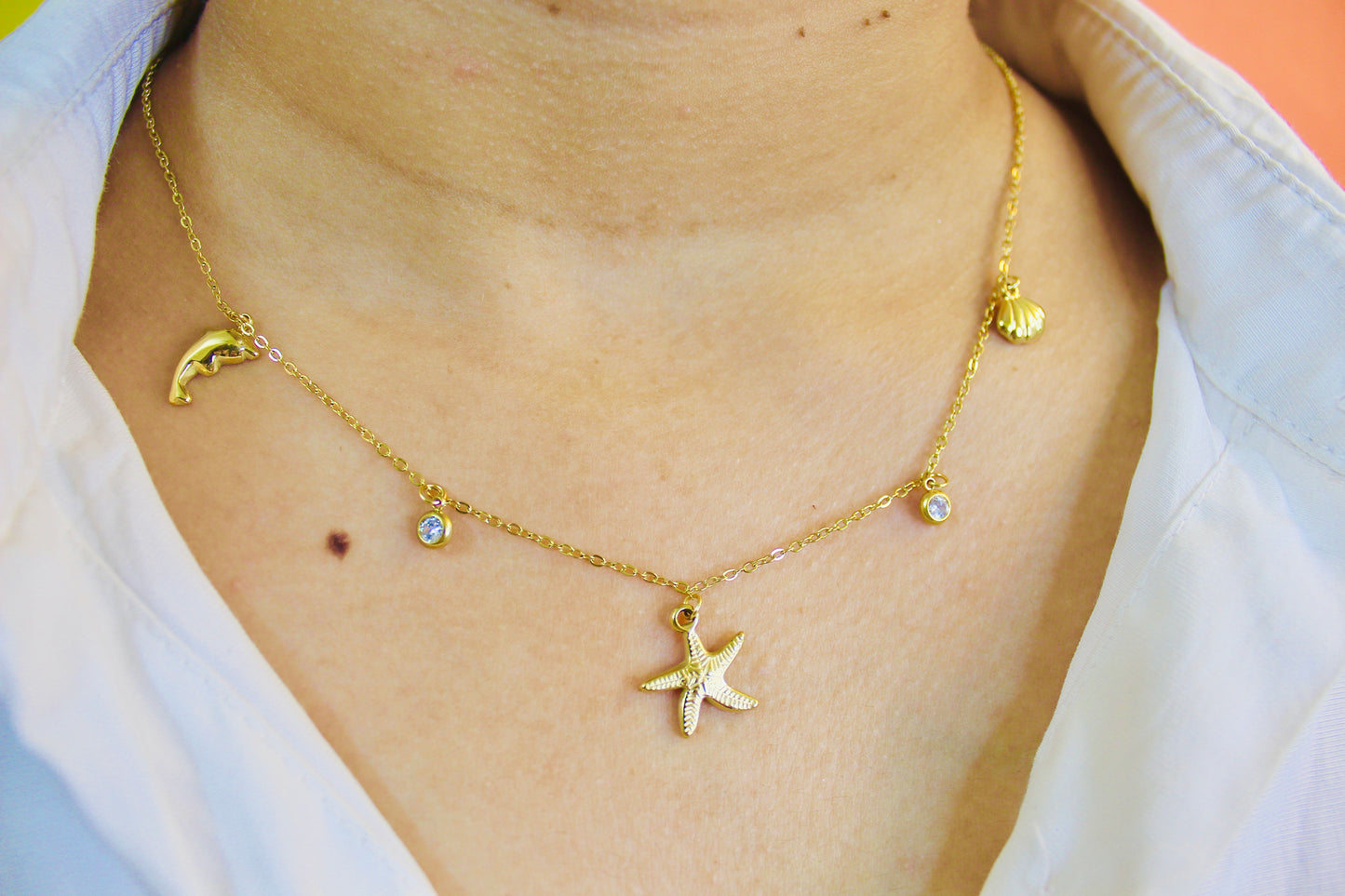 Ocean Charm Gold Necklace