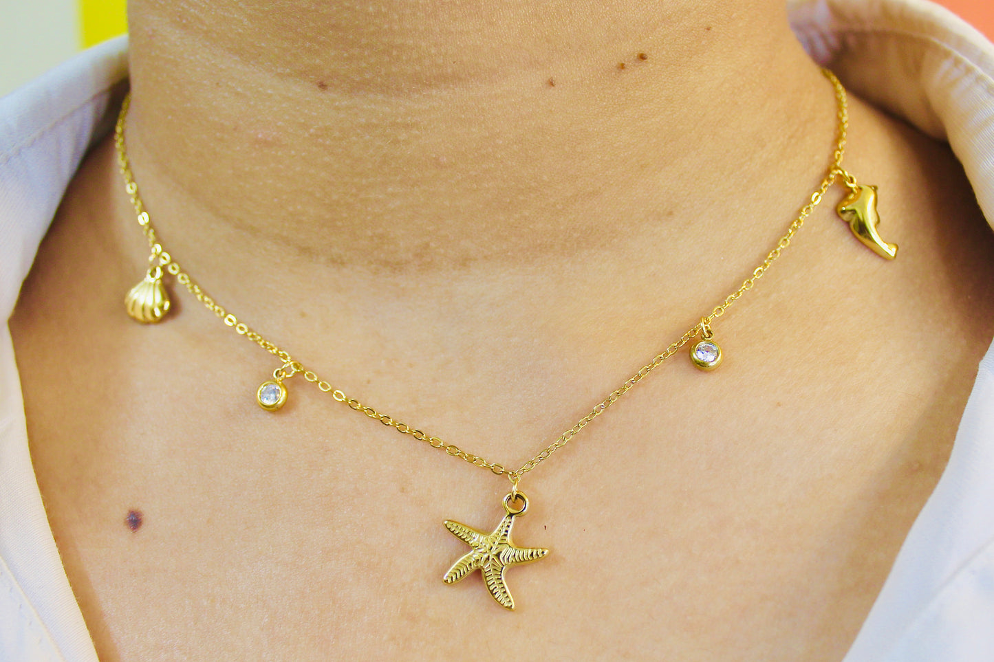 Ocean Charm Gold Necklace