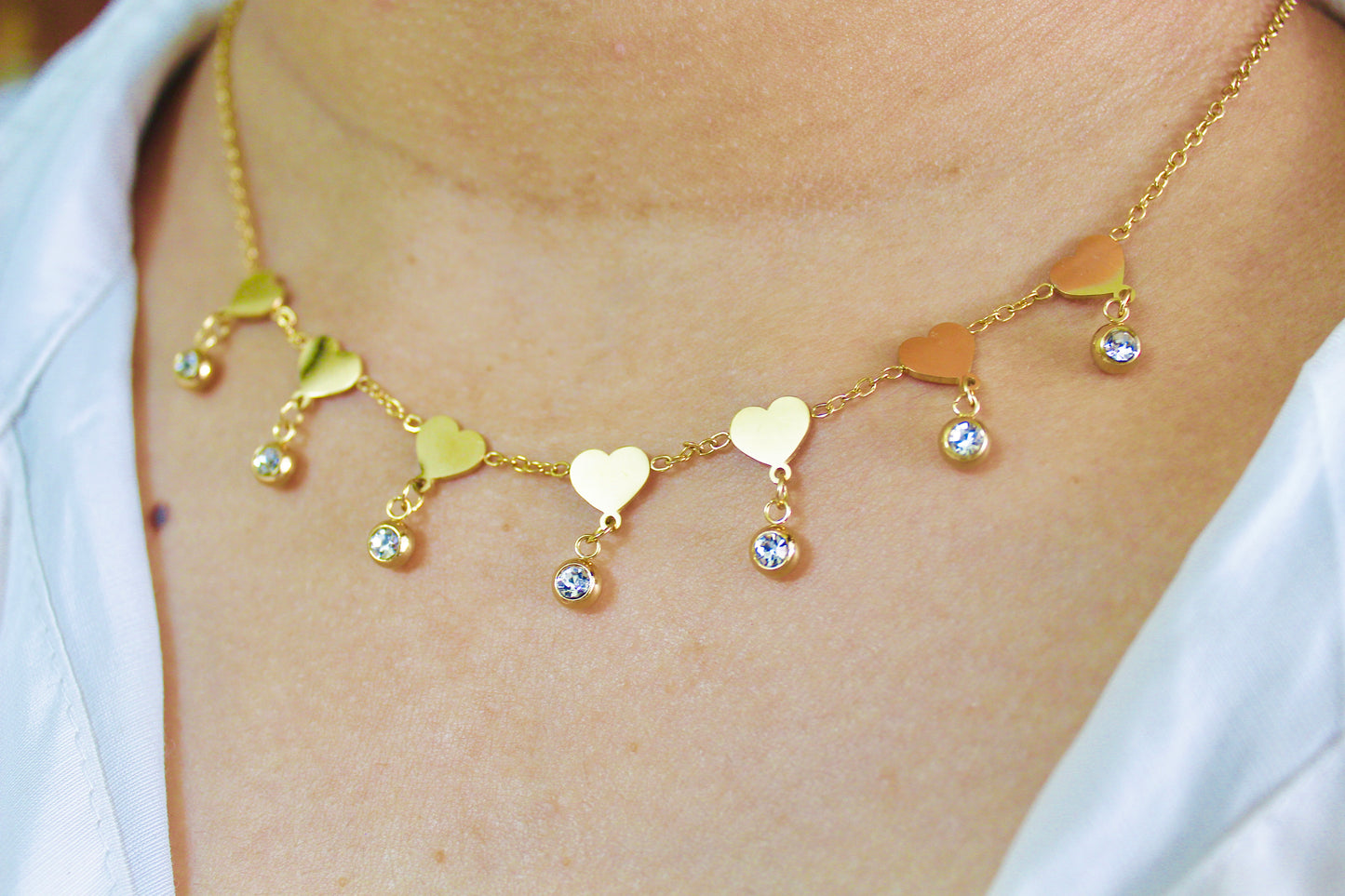 Golden Hearts Charm Necklace
