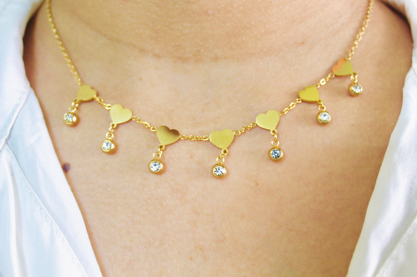 Golden Hearts Charm Necklace