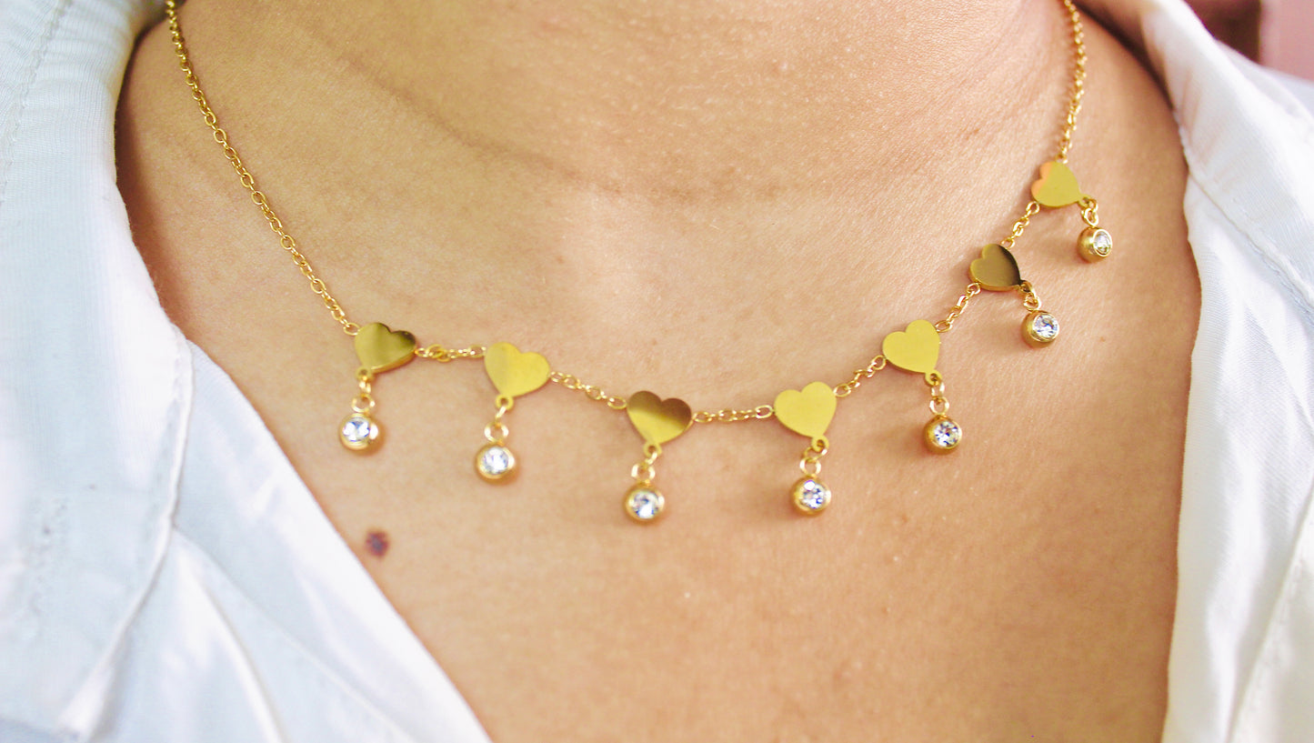 Golden Hearts Charm Necklace