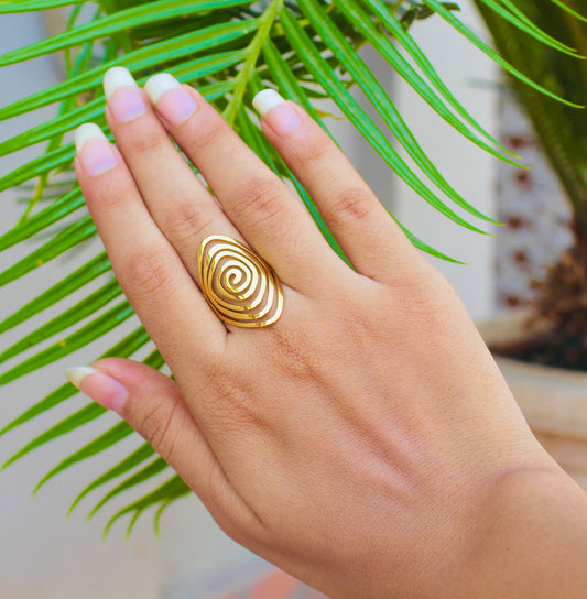 Golden Spiral Statement Ring,