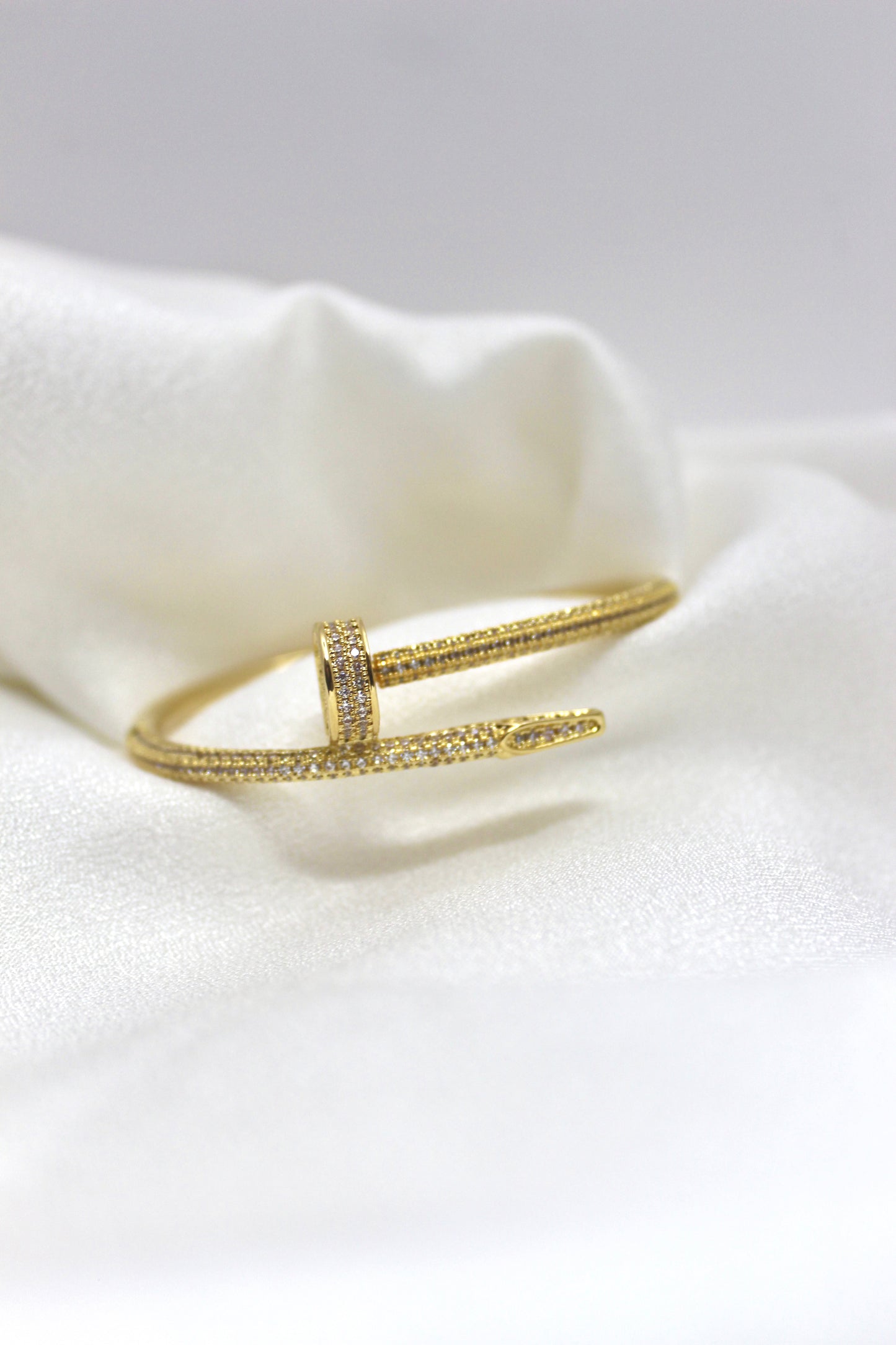 Gold Nail-Inspired Crystal Bracelet