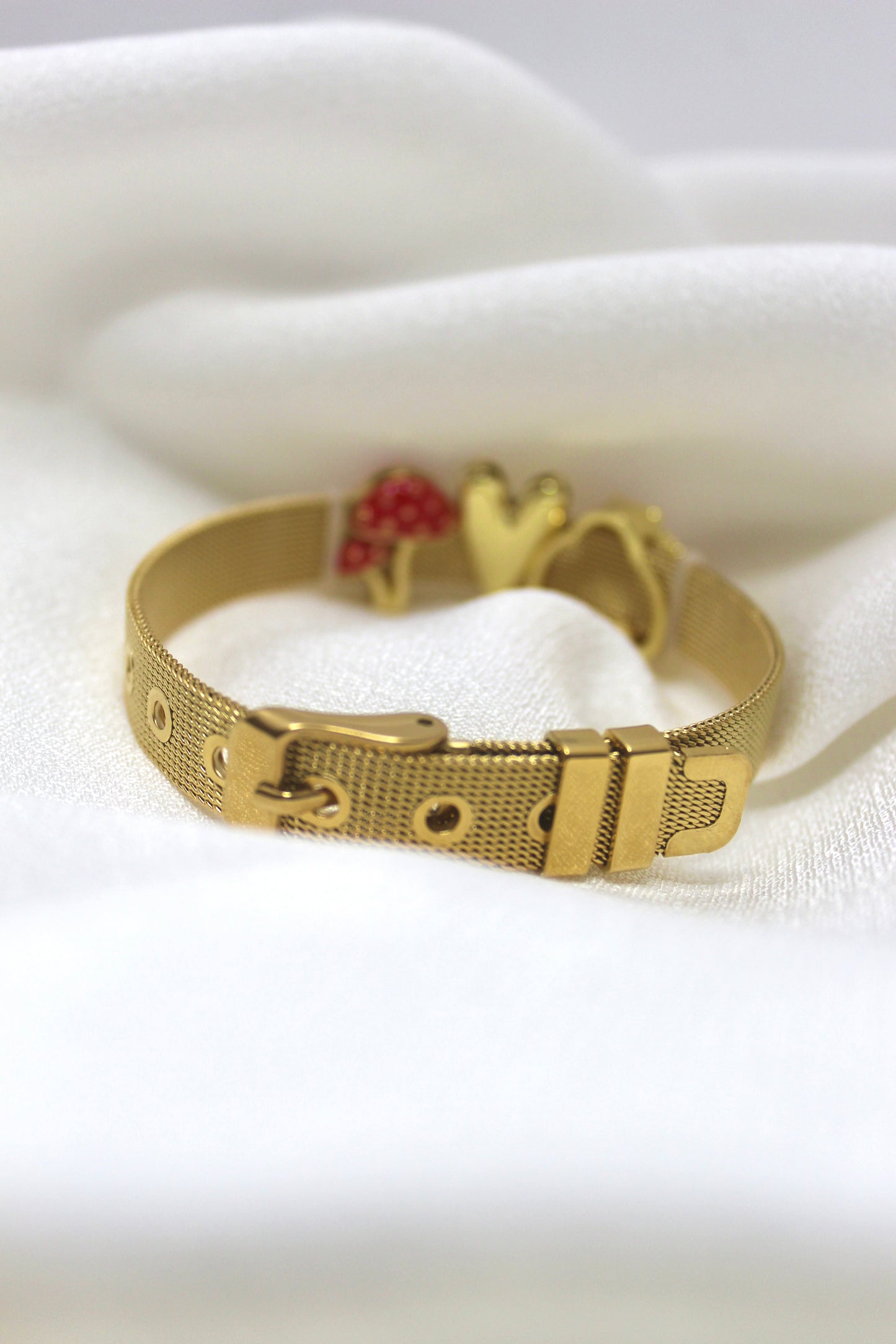 Gold Mesh Ladybug Bracelet