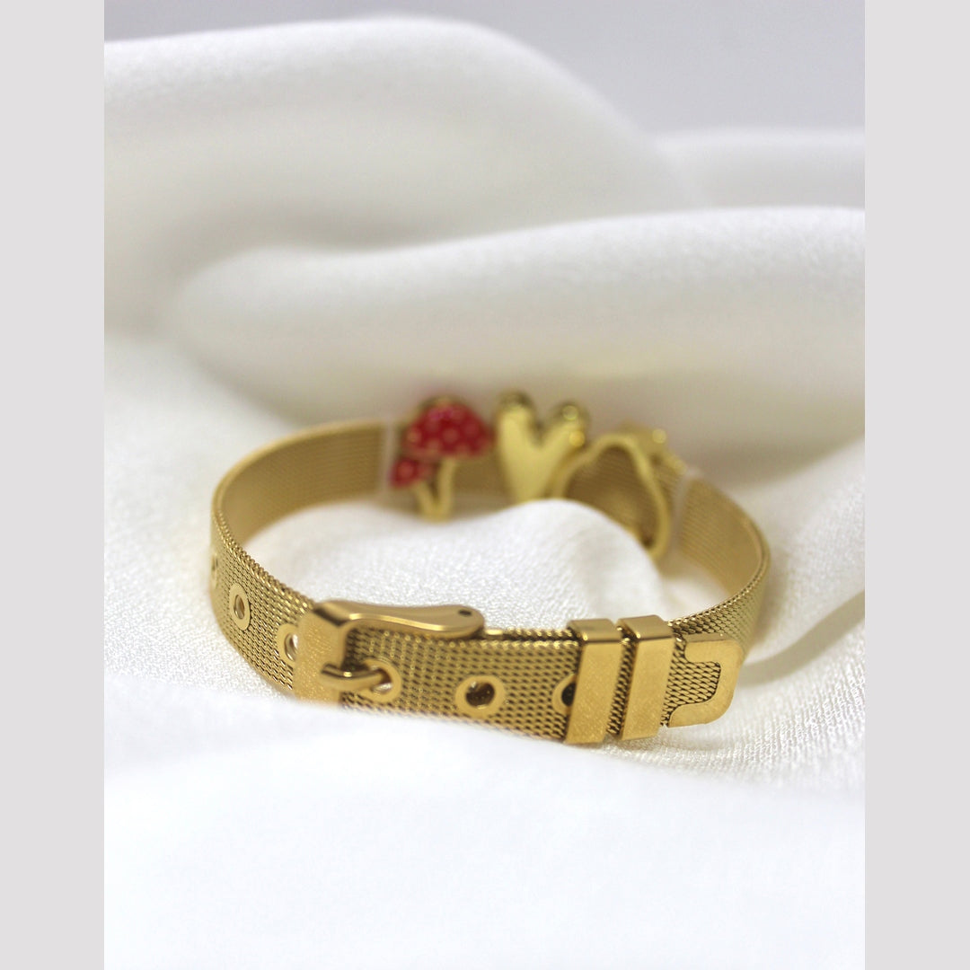 Gold Mesh Ladybug Bracelet