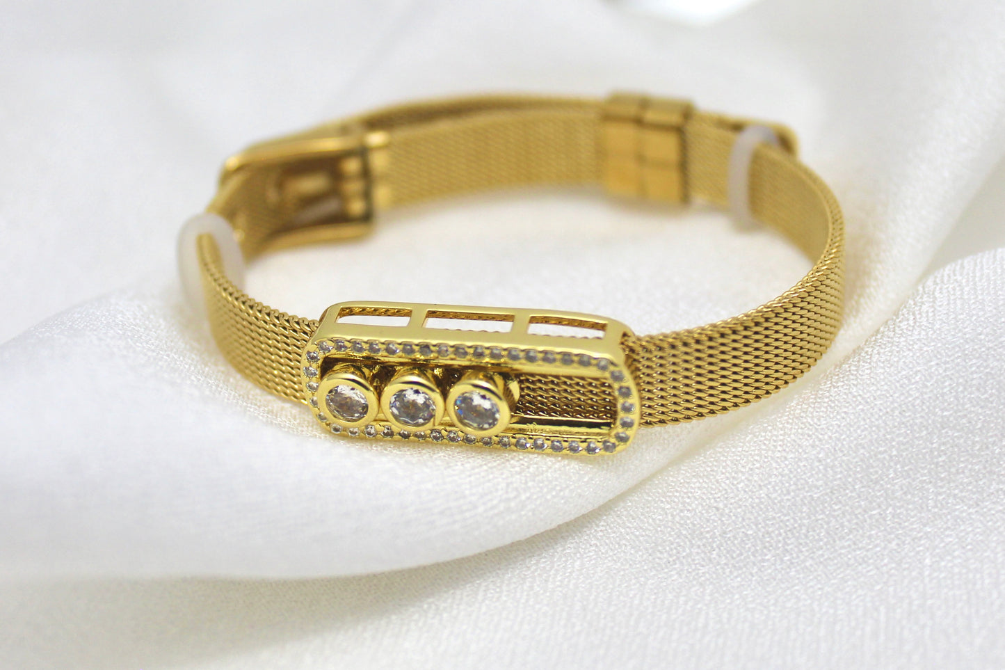 Triple Crystal Watch-Pattern Bracelet