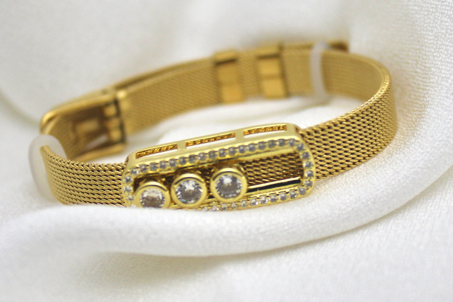 Triple Crystal Watch-Pattern Bracelet