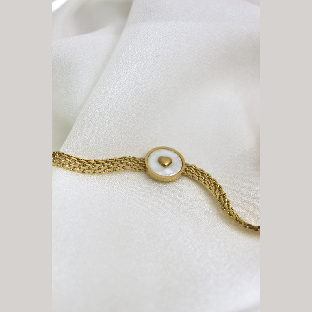 Mother of Pearl Heart Charm Bracelet