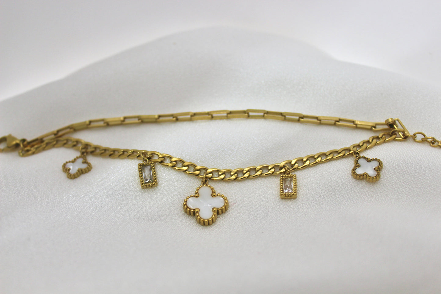 Clover and Crystal Charm Bracelet