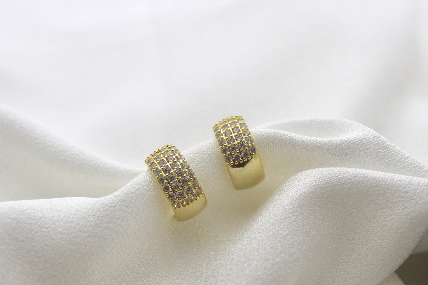 Gold Pave Hoop Earrings