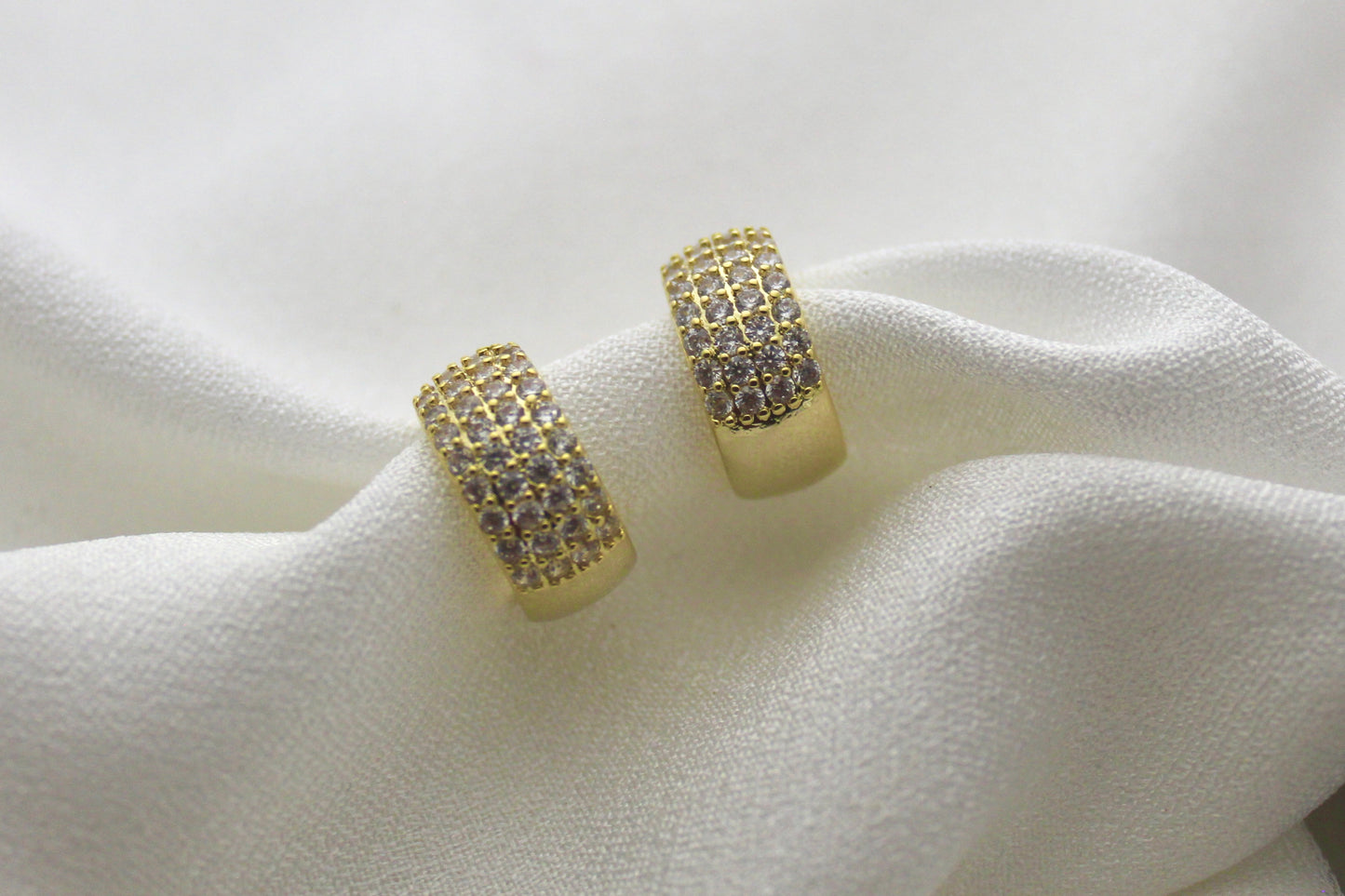 Gold Pave Hoop Earrings