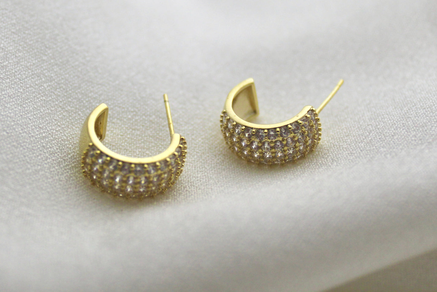 Gold Pave Hoop Earrings