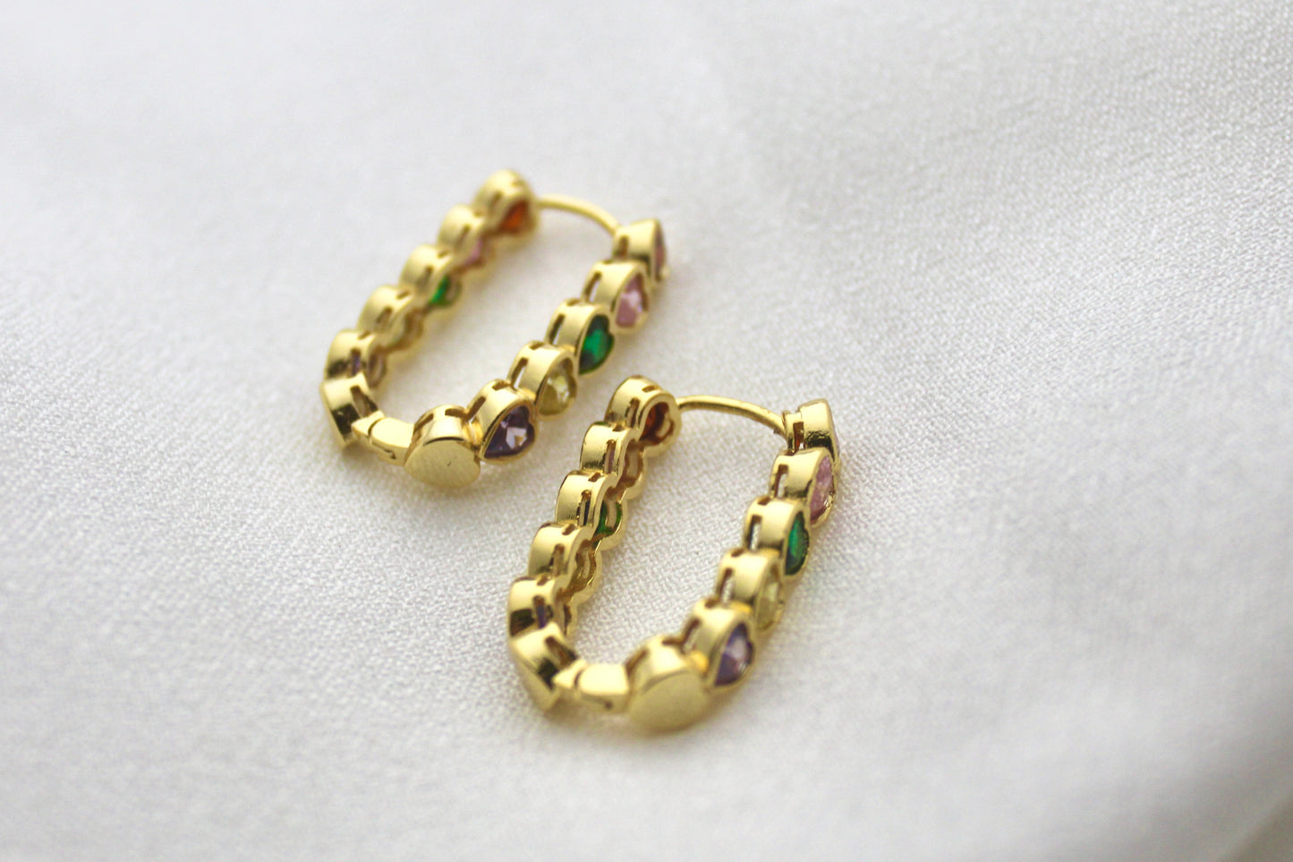 Rainbow Chain Hoop Earrings