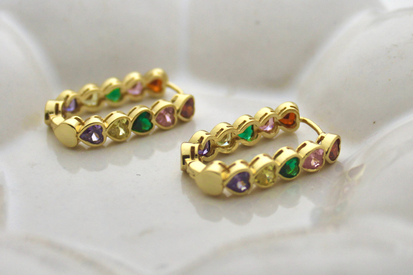 Rainbow Chain Hoop Earrings