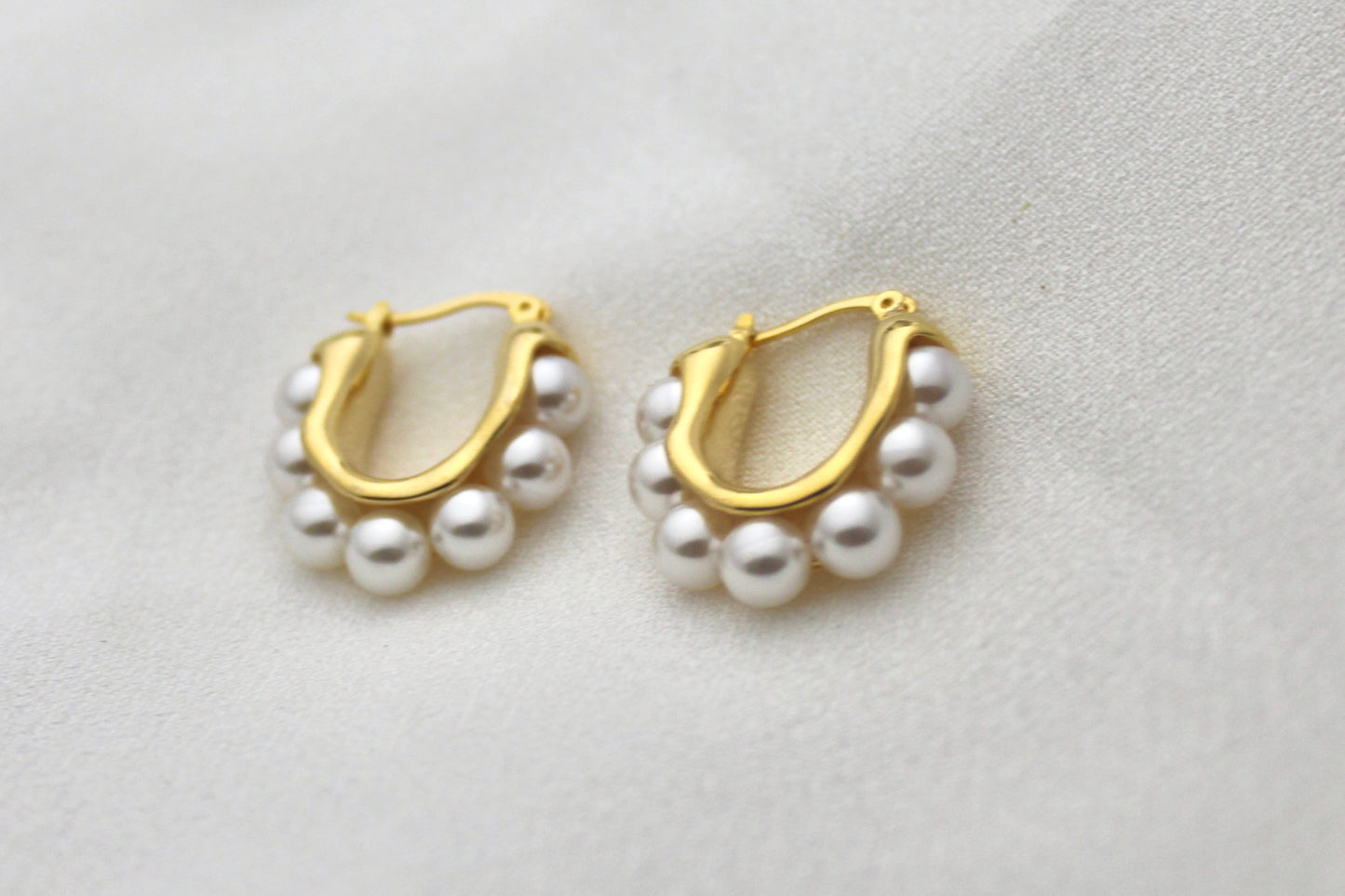 Golden Pearl Hoop Earrings