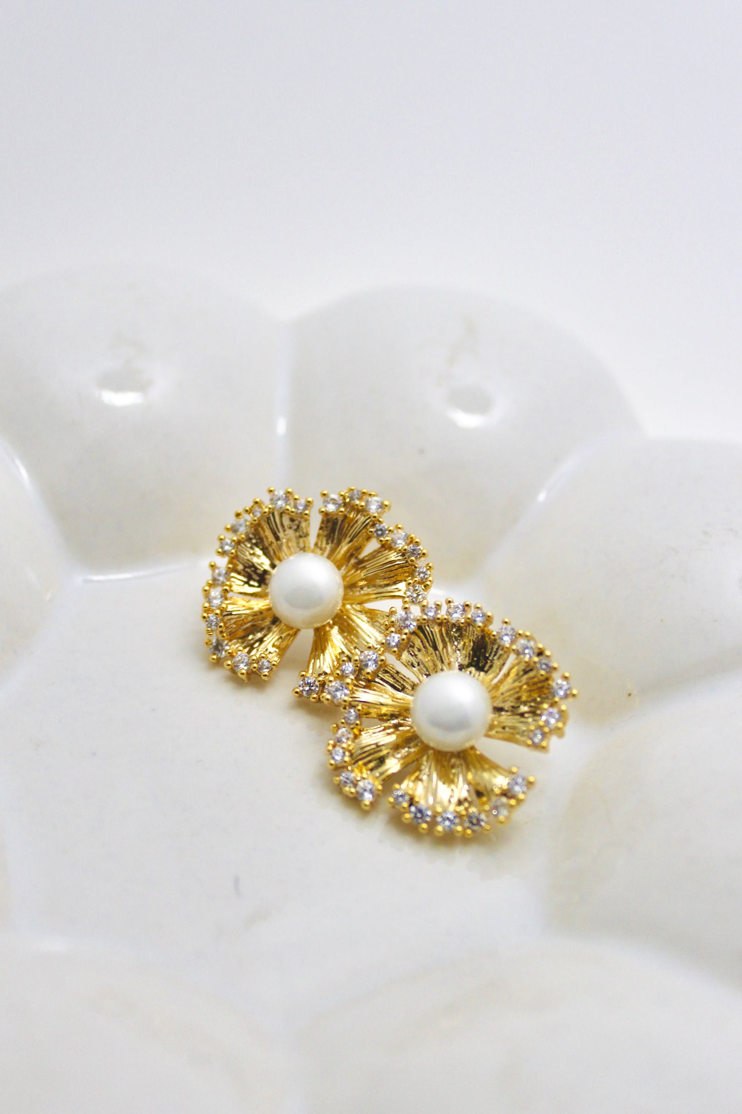 Golden Bloom Pearl Studs