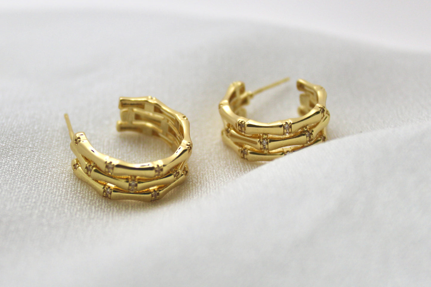 Golden Grid Hoop Earrings