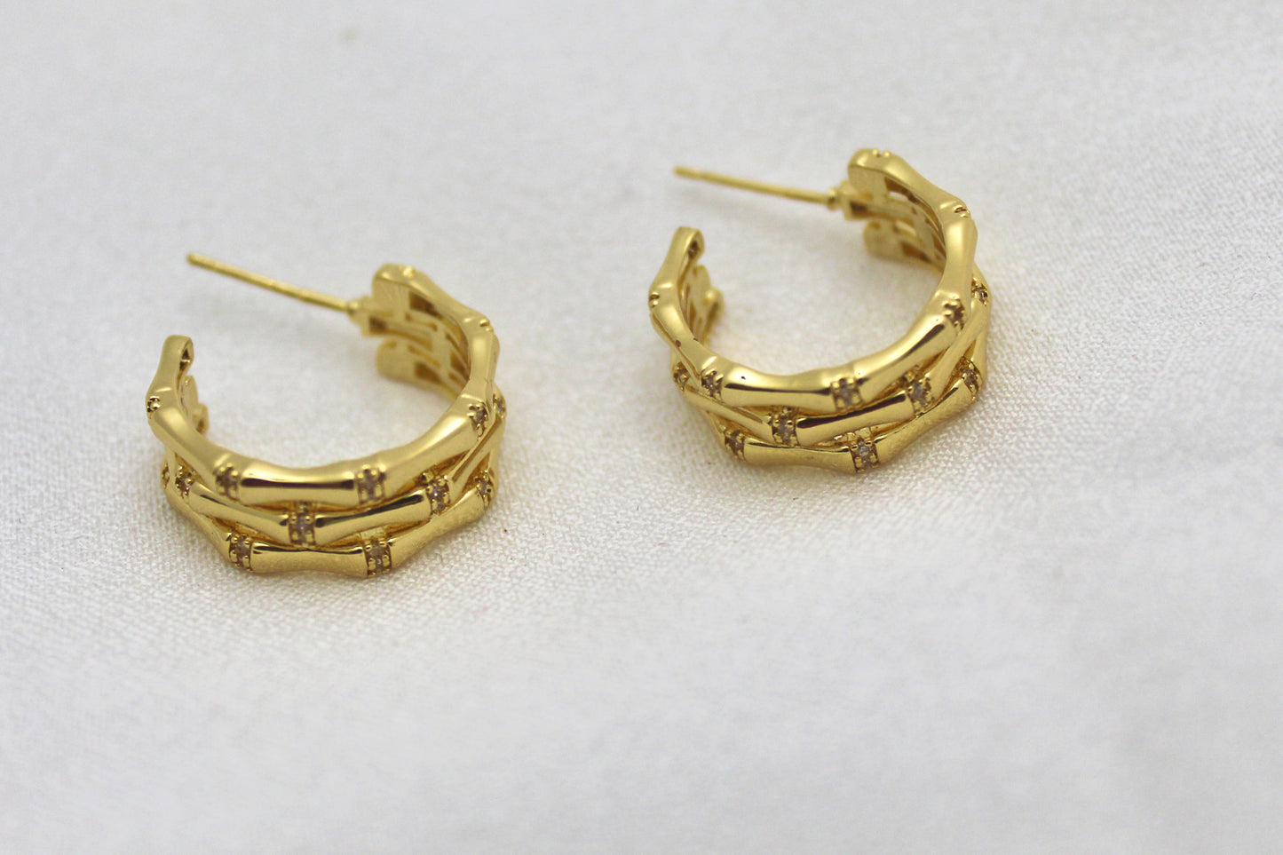 Golden Grid Hoop Earrings