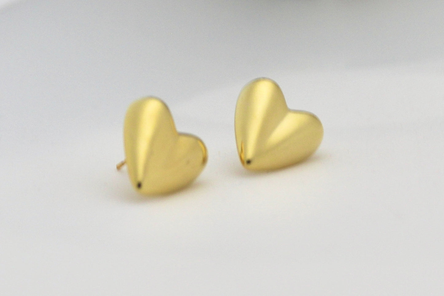 Golden Heart Stud Earrings