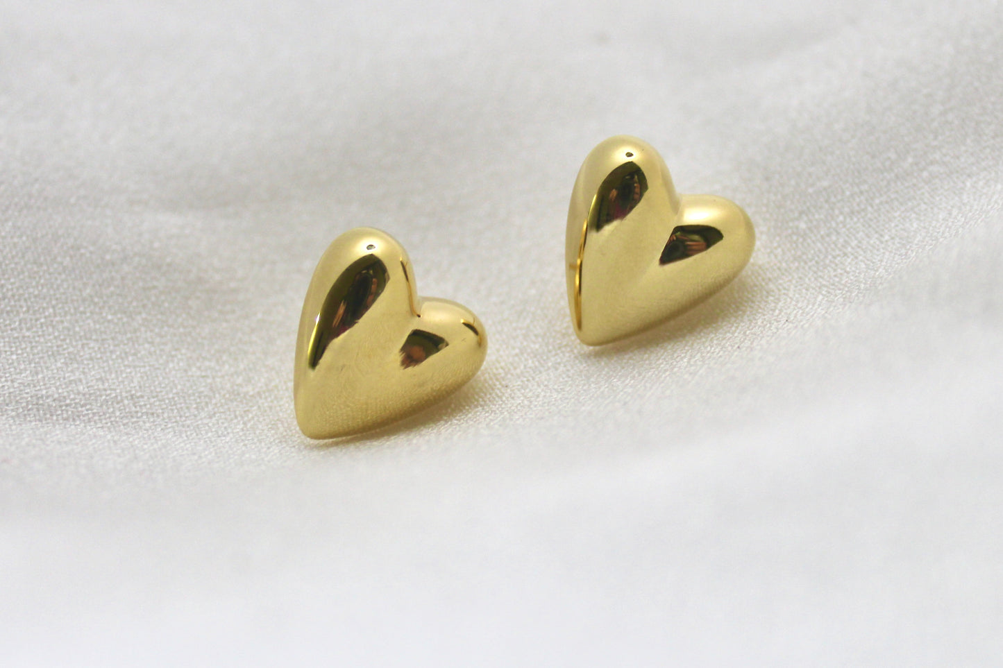 Golden Heart Stud Earrings