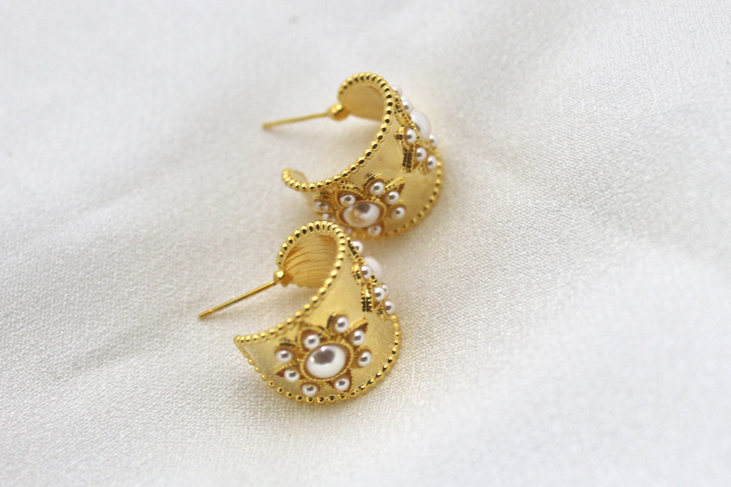 Regal Pearl Statement Hoops