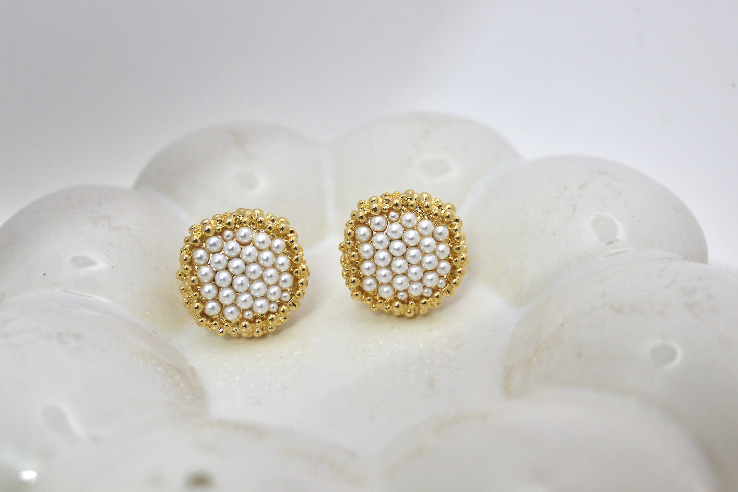 Pearl Cluster Stud Earrings