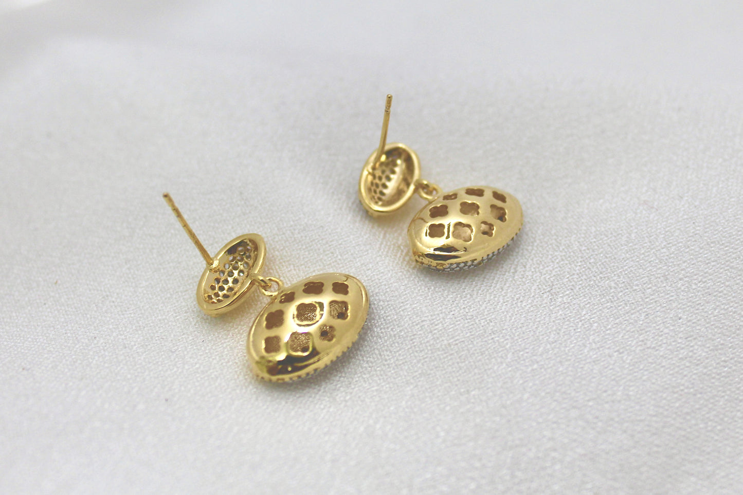 Oval Pavé Drop Earrings