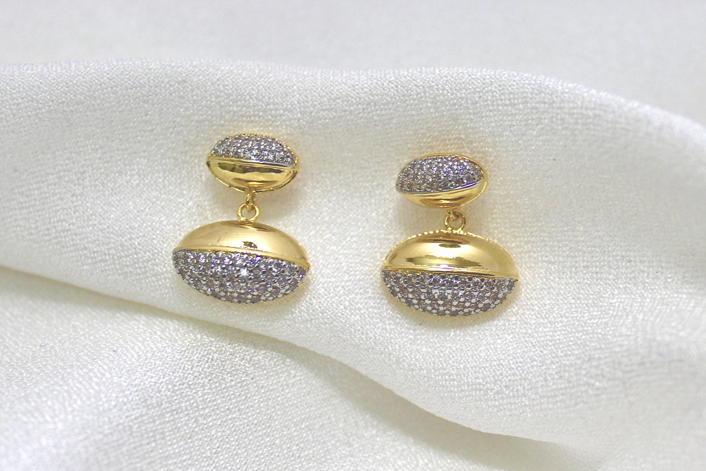 Oval Pavé Drop Earrings