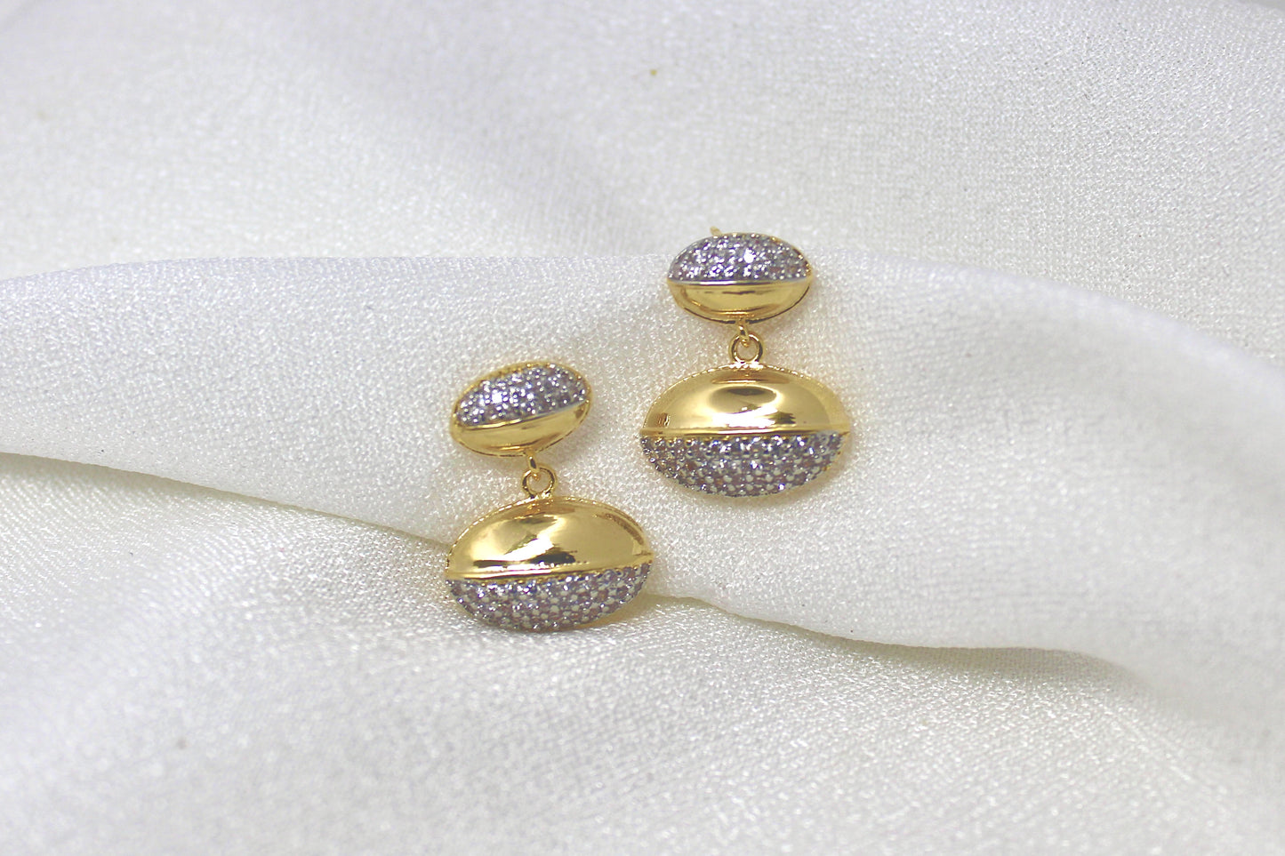 Oval Pavé Drop Earrings