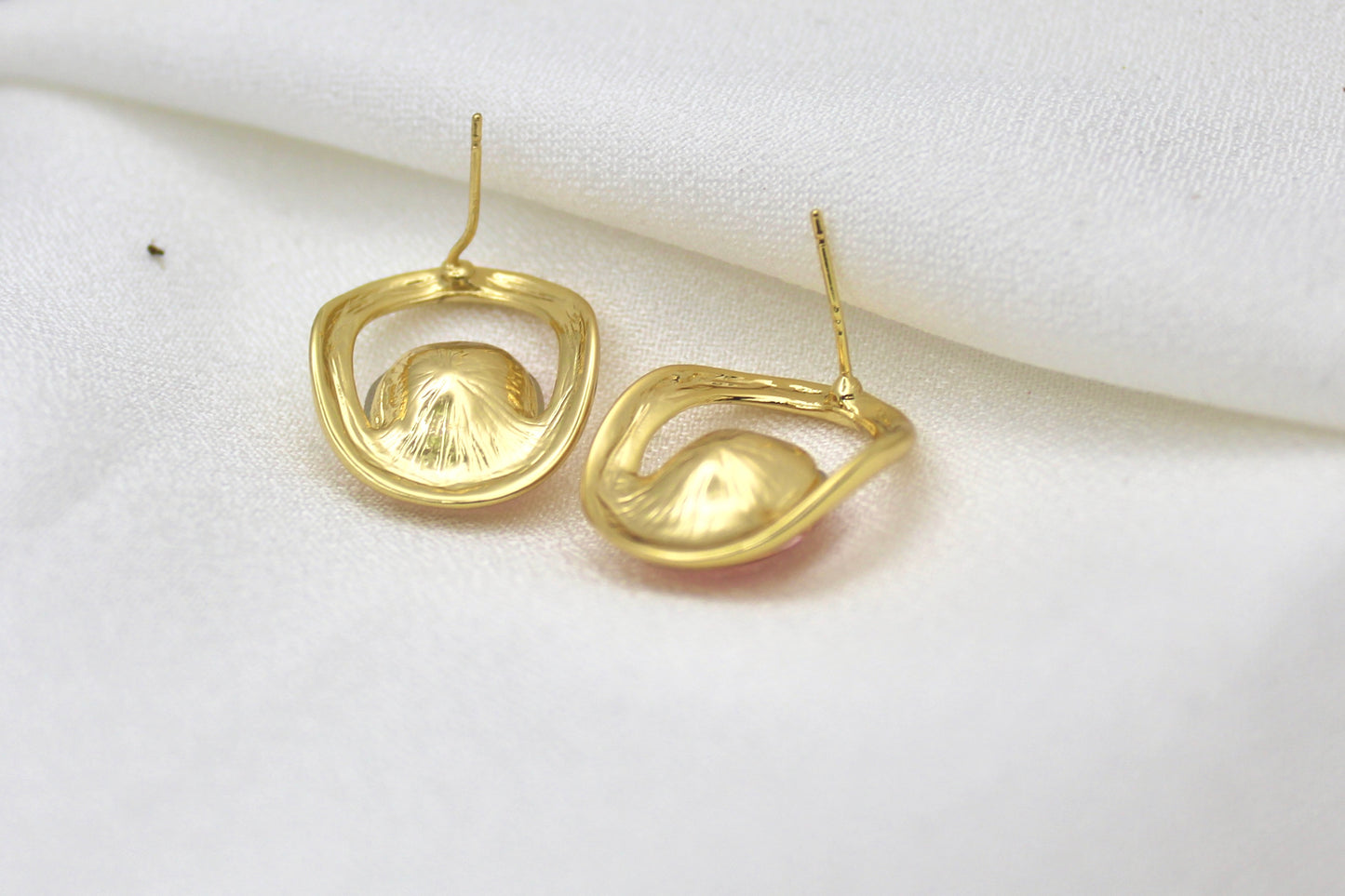 Pink Gem Oval Studs