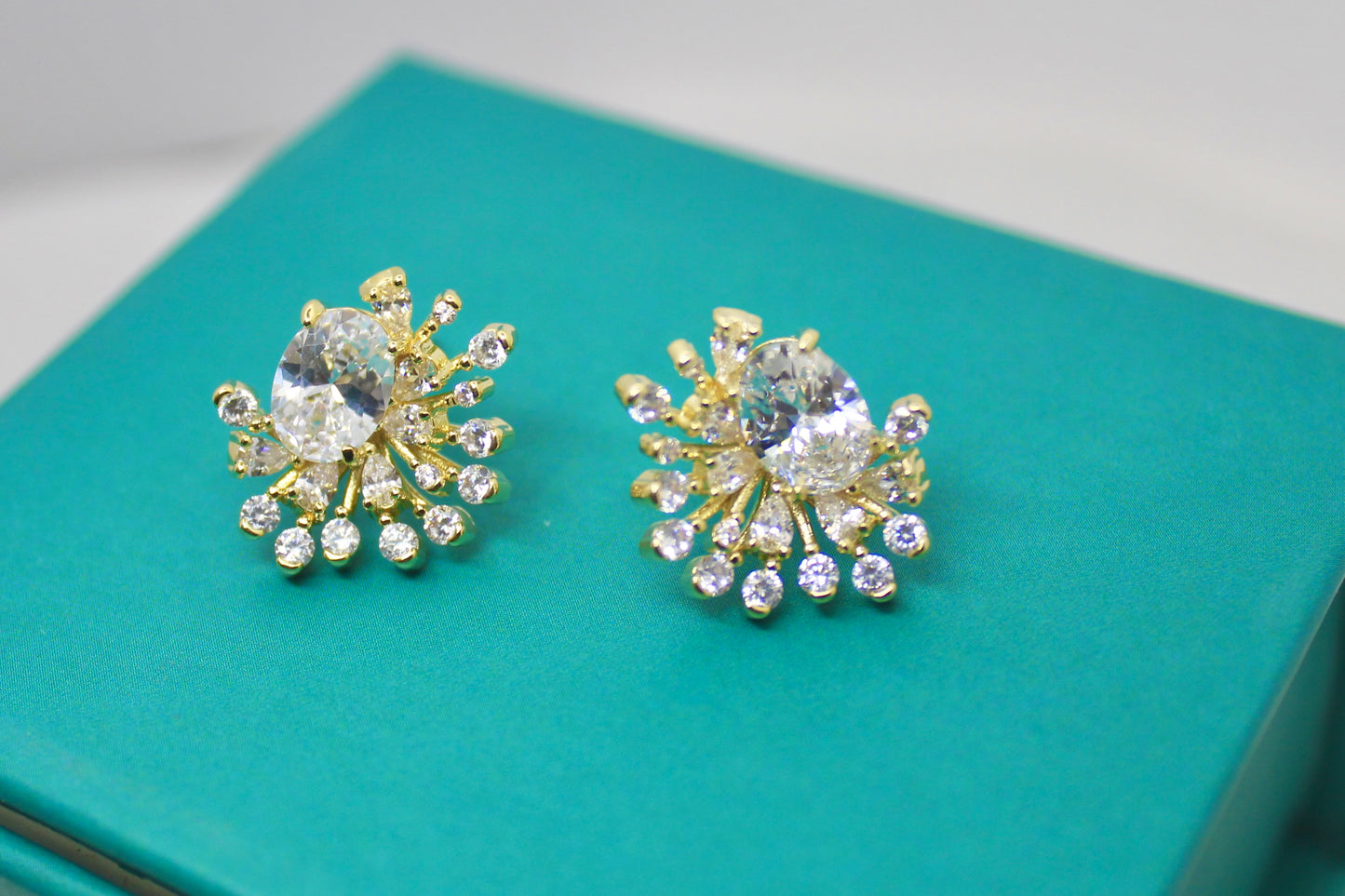 Golden Starburst Crystal Earrings