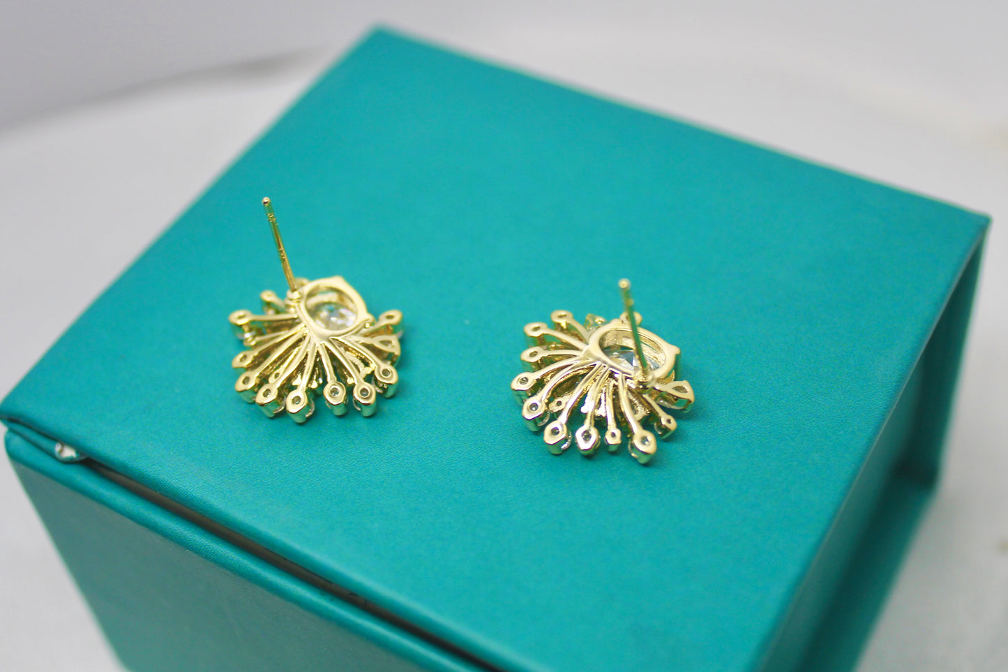 Golden Starburst Crystal Earrings