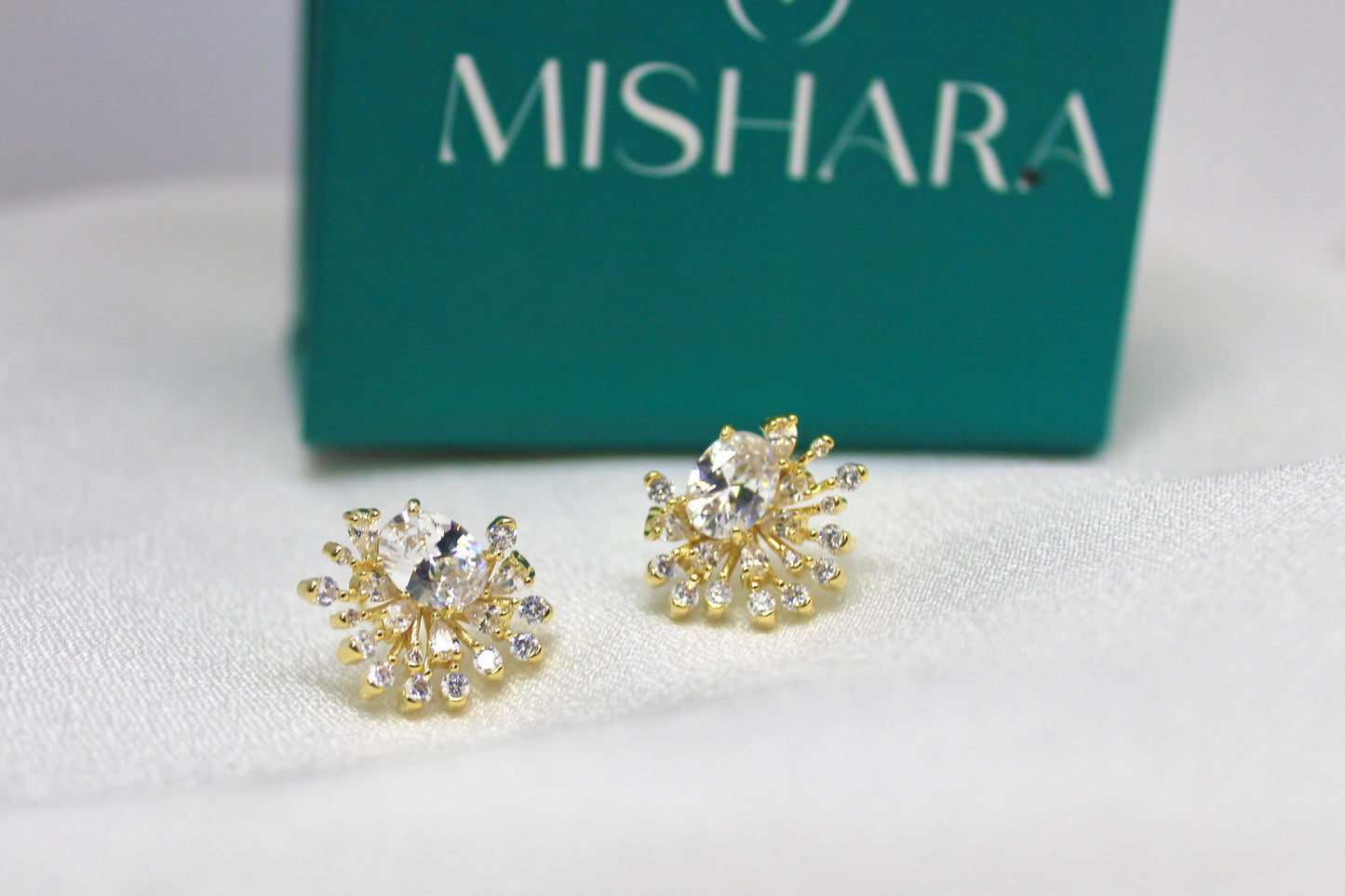 Golden Starburst Crystal Earrings