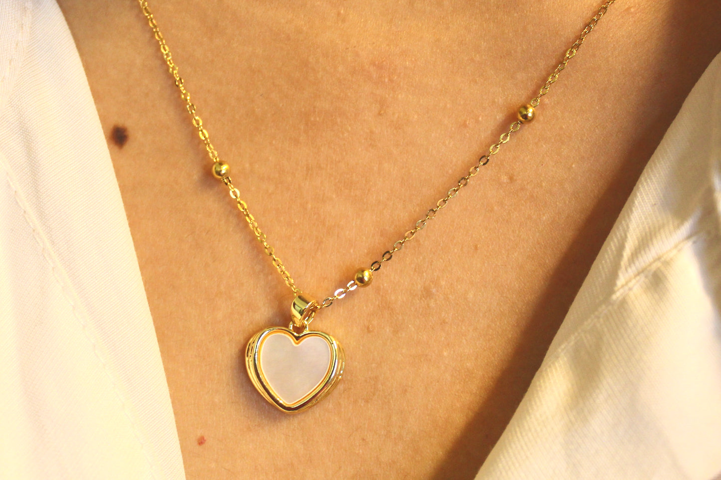 Golden Heart Charm Necklace