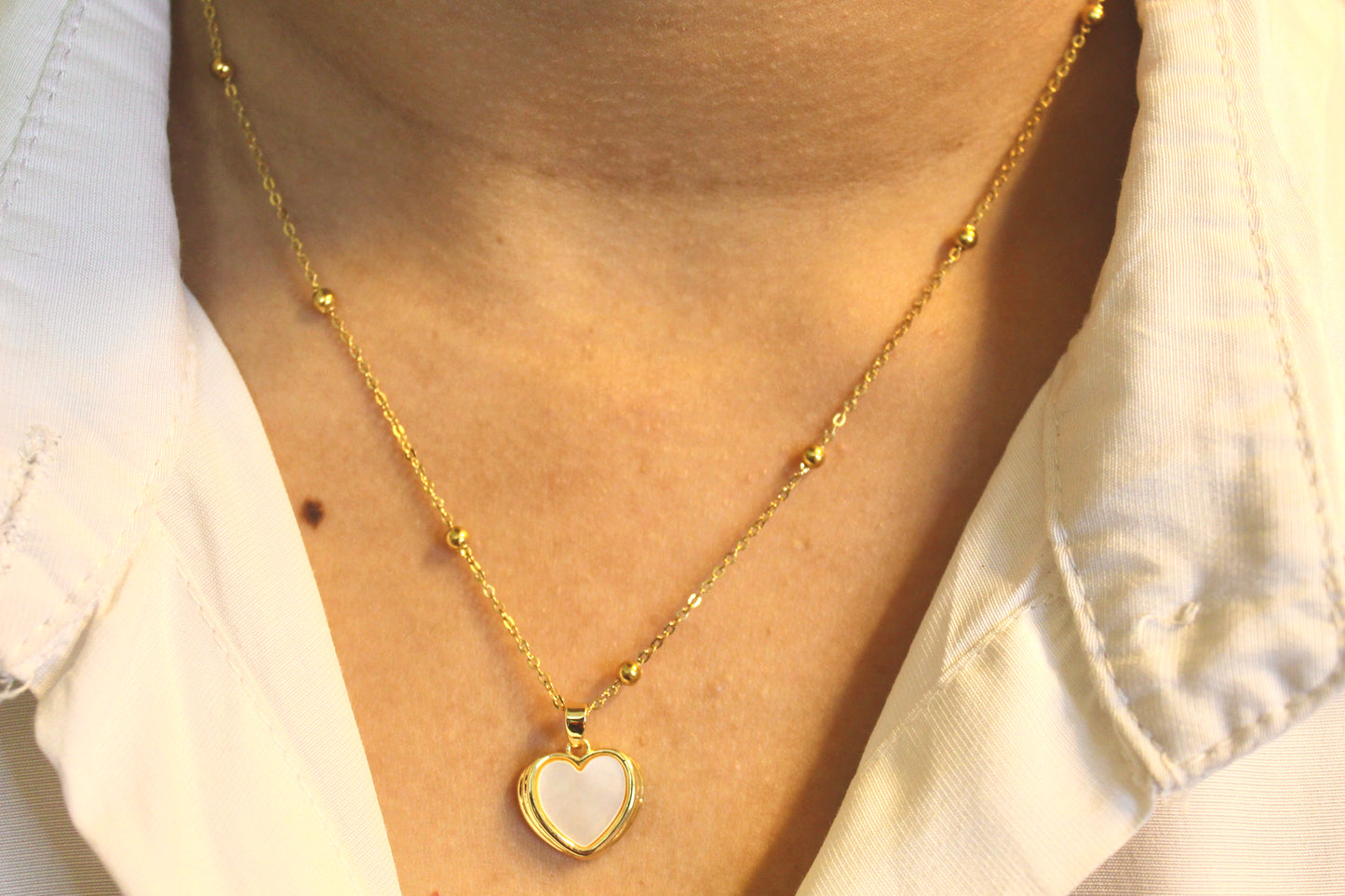 Golden Heart Charm Necklace